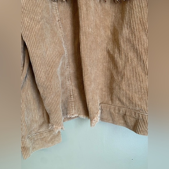 POL tan Rough Fringe Corduroy Jacket studded coat distressed boho coastal - Picture 7 of 11